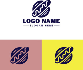 hot dog icon Frankfurter Wiener Sausage flat logo sign symbol editable vector