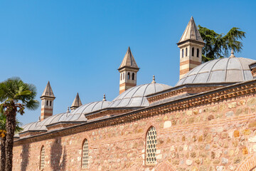 Architectural details of the Coban Mustafa Pasha Mosque and Complex on the outer wall.