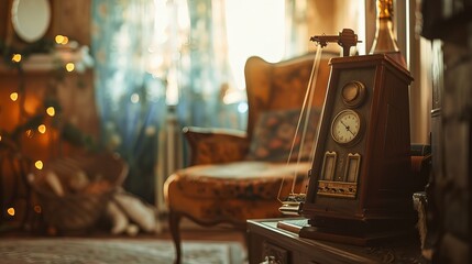 Vintage metronome in a cozy room