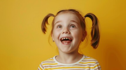 Joyful Girl with Pigtails