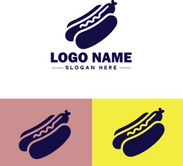 hot dog icon Frankfurter Wiener Sausage flat logo sign symbol editable vector