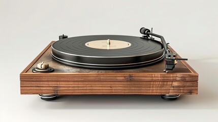 Vintage turntable with classic design against a white backdrop.