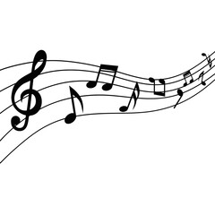 Music notes, song, melody or tune flat vector icon. Musical wave. Musical key signs, music festival