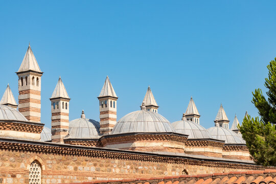 Architectural details of the Coban Mustafa Pasha Mosque and Complex on the outer wall.