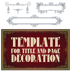 Vector set of calligraphic design elements and page decor.