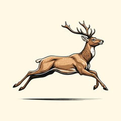 Hand Drawn Reindeer Jumping Illustration Deer