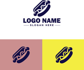 hot dog icon Frankfurter Wiener Sausage flat logo sign symbol editable vector