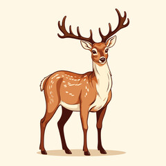 Hand Drawn Reindeer Illustration Vintage Christmas Deer