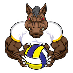 volleyball mascot horse vector illustration design