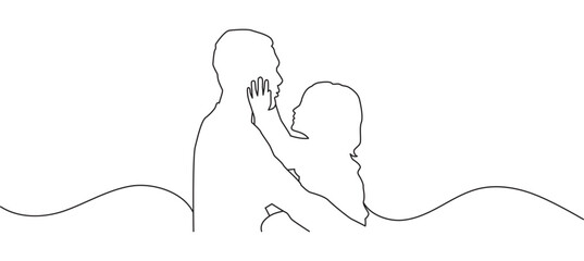 Happy Father's Day. Illustration vector of father and son for father's day. Father and little kid line art vector illustration eps 10