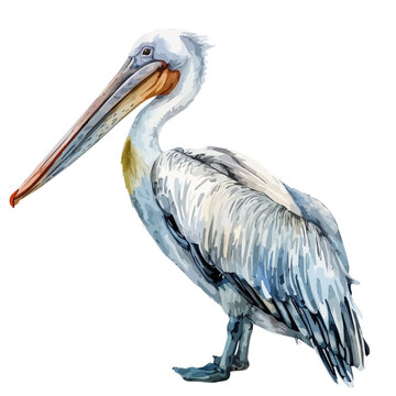 recommend clip art: Watercolor painting vector of a pelican, isolated on a white background, pelican vector, clipart Illustration, Graphic logo, drawing design art, clipart image