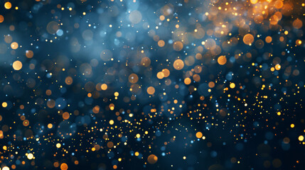 Dark blue and gold particle abstract background