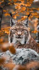 Obraz premium Close-up of a cat standing near a tree in a natural environment