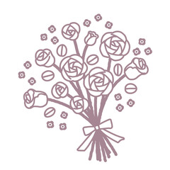 線画のバラの花束のベクターイラスト