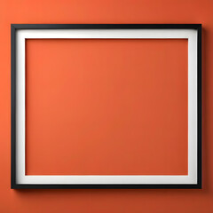 Photo frame on orange background. 3d rendering. Computer digital drawing.