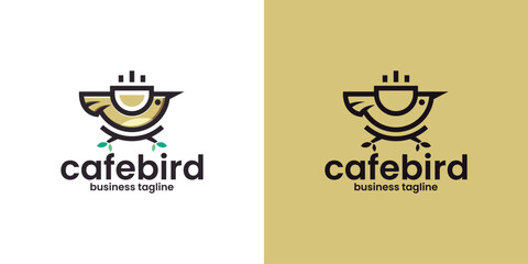 bird coffee logo vector