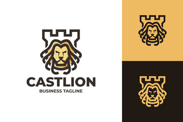 castle lion logo vector