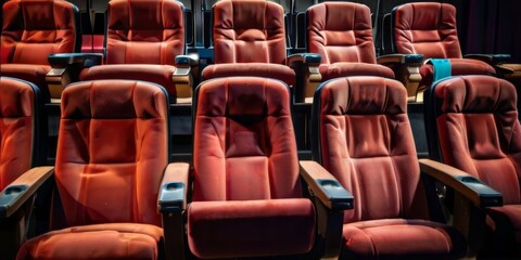 Obraz premium Illustrative photo of a cinema with a white screen