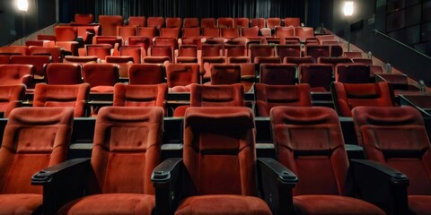 Naklejka premium Illustrative photo of a cinema with a white screen
