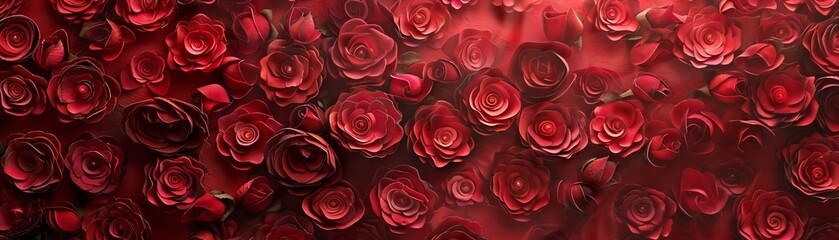 Obraz premium A mesmerizing sea of red roses, showcasing their natural beauty and elegance. Ideal for romantic themes, floral designs, and nature-inspired projects.