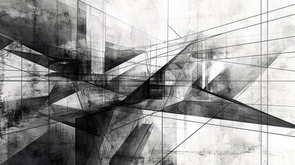 A sketch of an abstract geometric background with intersecting lines and bold shapes