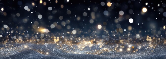 Obraz premium A dreamy scene of sparkling glitter with bokeh lights and star shapes, creating a magical and festive atmosphere..