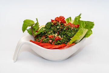 High-Resolution Stock Image of Salad with Red Pepper, Lettuce,mint,and Tomato