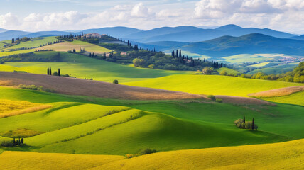 Fototapeta premium italian tuscany green fields landscape