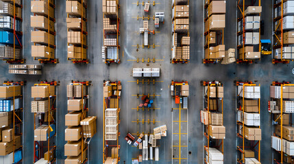 An aerial view of a large package delivery facility.