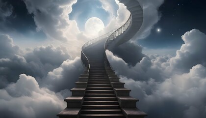 A celestial staircase ascending into the clouds upscaled_3