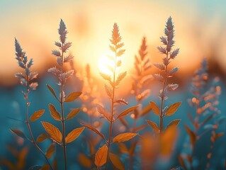 Obraz premium Plant Silhouettes Create stark silhouettes of plants against a brightly lit background