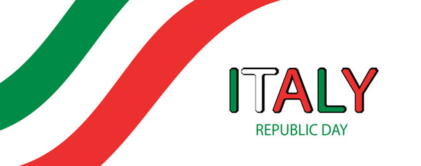 Banner postcard for the National Day of the Republic of Italy. The Italian flag is red and green. Italy Vector illustration.