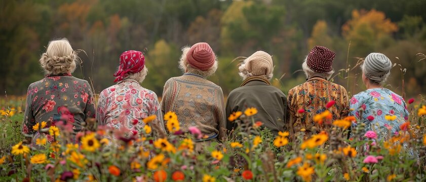 Document the sense of community and belonging as women come together for group activities like book clubs, knitting circles, or gardening groups