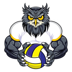 volleyball mascot owl vector illustration design