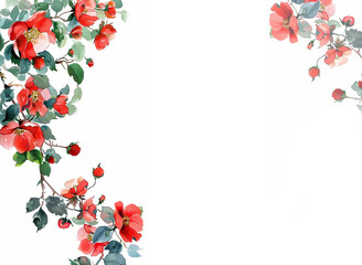 Obraz premium painting watercolor flower background illustration floral nature. Red gladioli flower background for greeting cards weddings or birthdays. Copy space. 