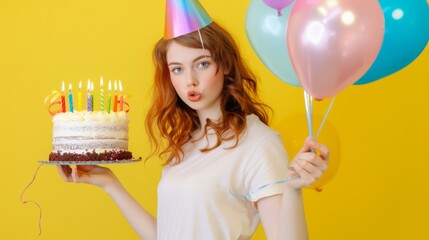 A Woman with Birthday Cake