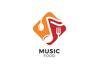 music with food combination logo design vector