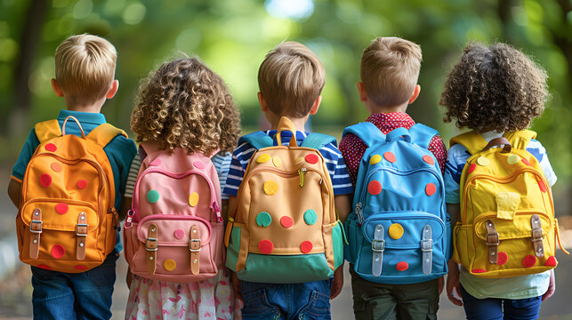 Children lined up, ready to go back to school