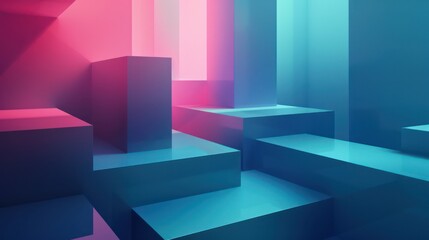 Fototapeta premium This image features a play of colorful geometric shapes creating a vibrant abstract background with a modern, artistic feel