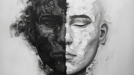 The intertwining faces of a man and a woman