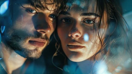 Obraz premium The intertwining faces of a man and a woman