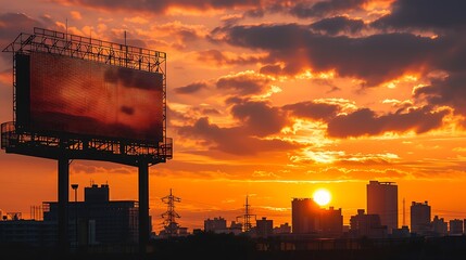 As the first light of dawn breaks over the city, a billboard emerges from the shadows, its pristine surface catching the golden hues of morning. 