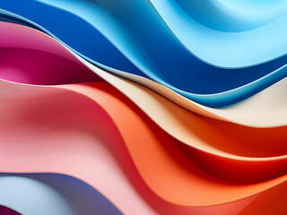3D rendering of colored paper sheets forming an abstract background