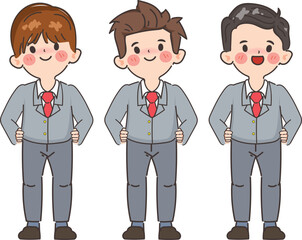 Fototapeta premium Business man teamwork character. Vector design style doodle.