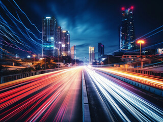 Fototapeta premium Bangkoks vibrant city night blurred with colorful bokeh