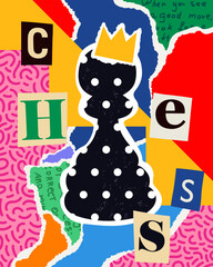 Chess art poster with pawn chess piece