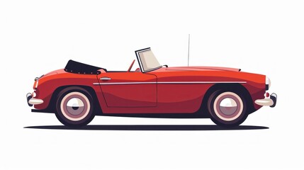 Red sports car illustration classic luxury vehicle on white background for travel and business fashion art theme