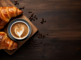 Travel-inspired breakfast scene with espresso and pastries, offering a top-down view