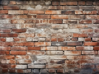 Obraz premium Rustic charm emanates from a vintage brick wall, portraying weathered stucco and aged bricks