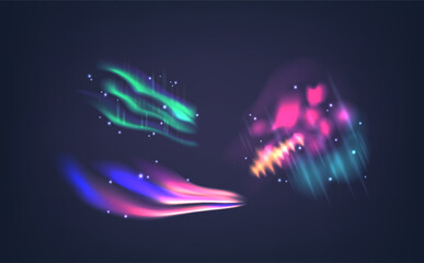 Northern Lights Showcasing Hues Of Green, Pink, And Blue Against A Dark Backdrop. Vibrant Vector Display